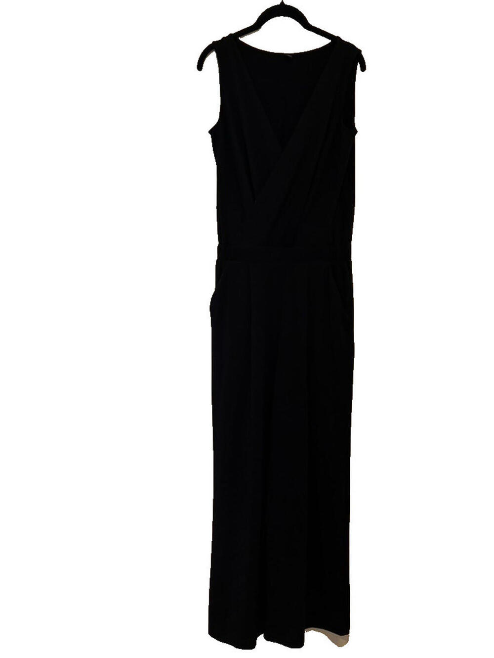 Uniqlo oversized S black stretch jumper/romper sleeveless long wide leg #3012